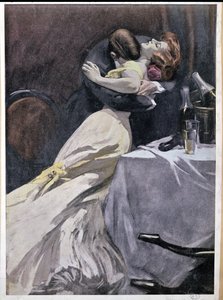 &39;Destrua o que você gosta em sua paixão, exceto para o meu vestido&39;, casal abraçando depois de beber champanhe, 1909